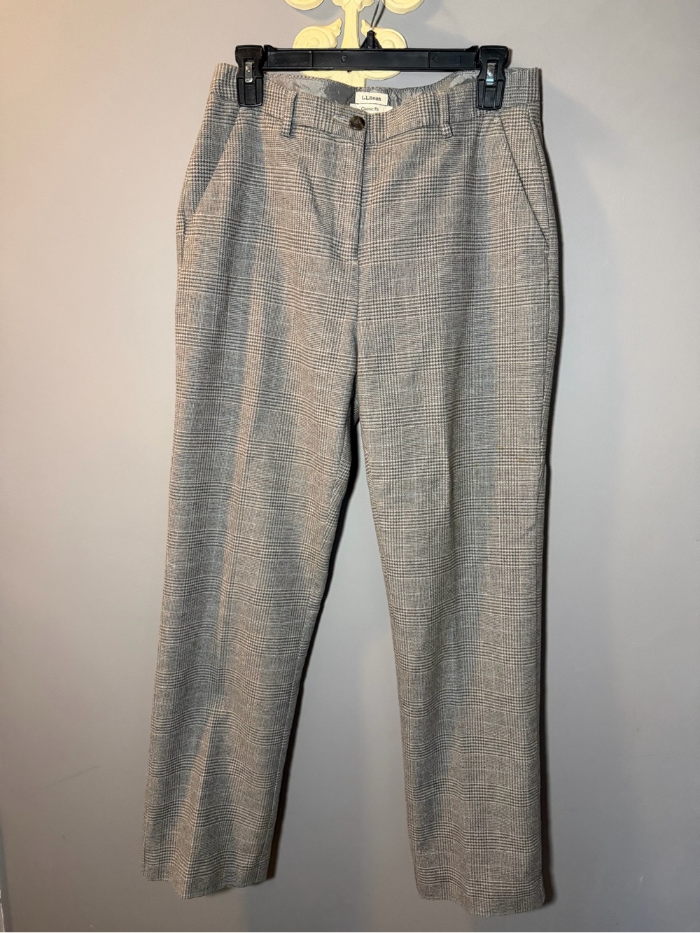 L.L.Bean Gray Plaid Classic Fit Trousers